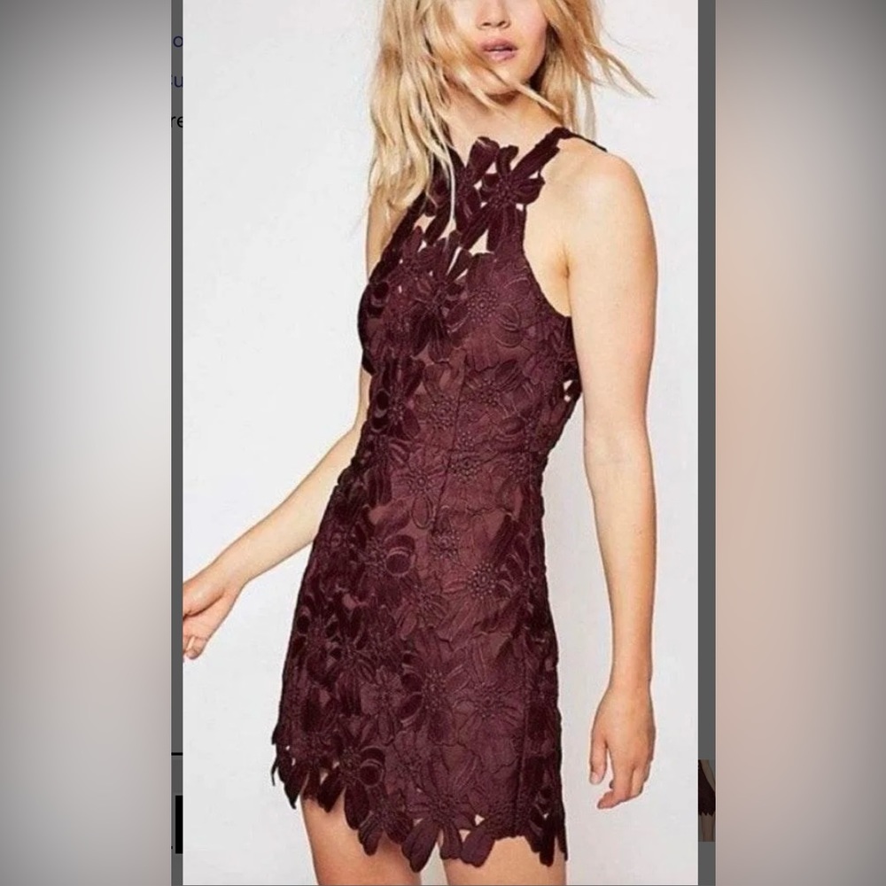 Free People Floral mini dress size large Saylor purple